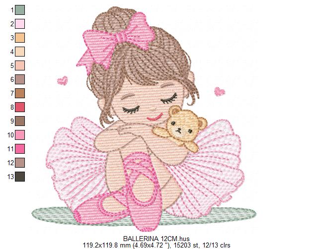 Long hair Ballerina embroidery designs - Ballet dancer machine embroidery pattern - Baby girl file - Instant download pes jef dst vp3 xxx (Copy) Marcia Embroidery