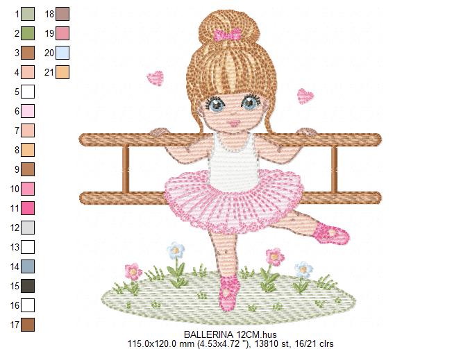 Ballerina embroidery design - Ballet dancer machine embroidery pattern - Baby girl file - Instant download pes jef Marcia Embroidery