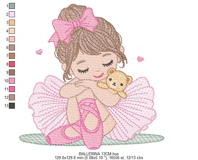 Long hair Ballerina embroidery designs - Ballet dancer machine embroidery pattern - Baby girl file - Instant download pes jef dst vp3 xxx (Copy) Marcia Embroidery