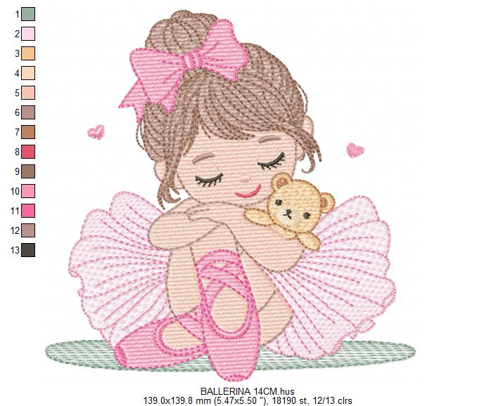 Long hair Ballerina embroidery designs - Ballet dancer machine embroidery pattern - Baby girl file - Instant download pes jef dst vp3 xxx (Copy) Marcia Embroidery