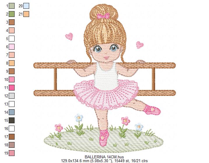 Ballerina embroidery design - Ballet dancer machine embroidery pattern - Baby girl file - Instant download pes jef Marcia Embroidery
