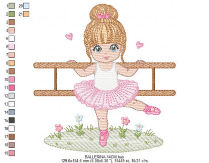 Ballerina embroidery design - Ballet dancer machine embroidery pattern - Baby girl file - Instant download pes jef Marcia Embroidery