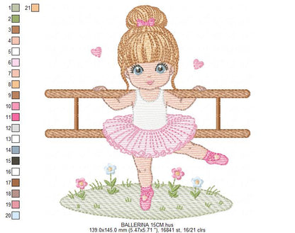 Ballerina embroidery design - Ballet dancer machine embroidery pattern - Baby girl file - Instant download pes jef Marcia Embroidery