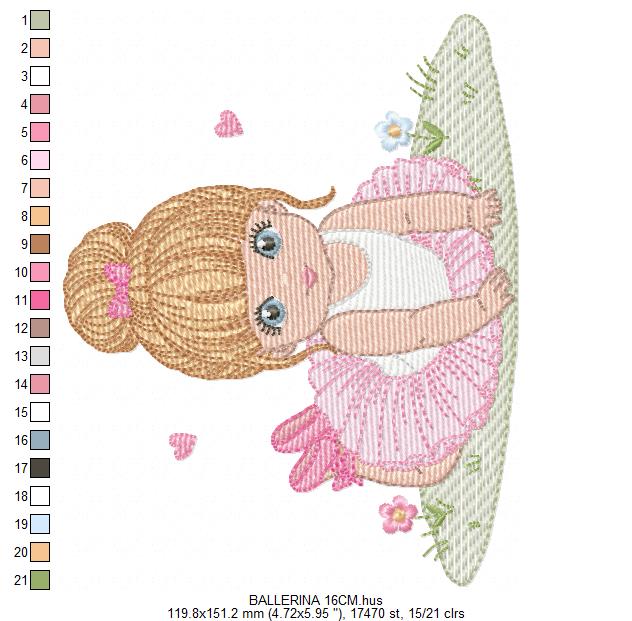 Ballerina embroidery design - Ballet dancer with tutu machine embroidery pattern - Baby girl file - Instant download pes jef dst Marcia Embroidery