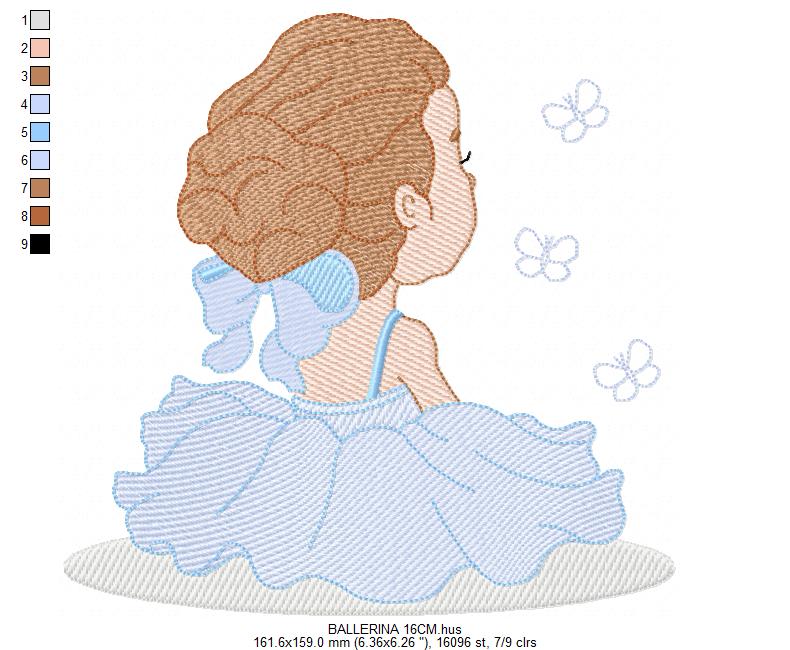 Ballerina embroidery design - Ballet dancer with tutu machine embroidery pattern - Baby girl file - Instant digital download pes jef dst