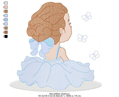 Ballerina embroidery design - Ballet dancer with tutu machine embroidery pattern - Baby girl file - Instant digital download pes jef dst