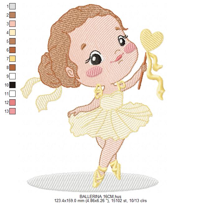 Ballerina embroidery design - Ballet dancer with tutu machine embroidery pattern - Baby girl file - Instant digital download pes jef dst