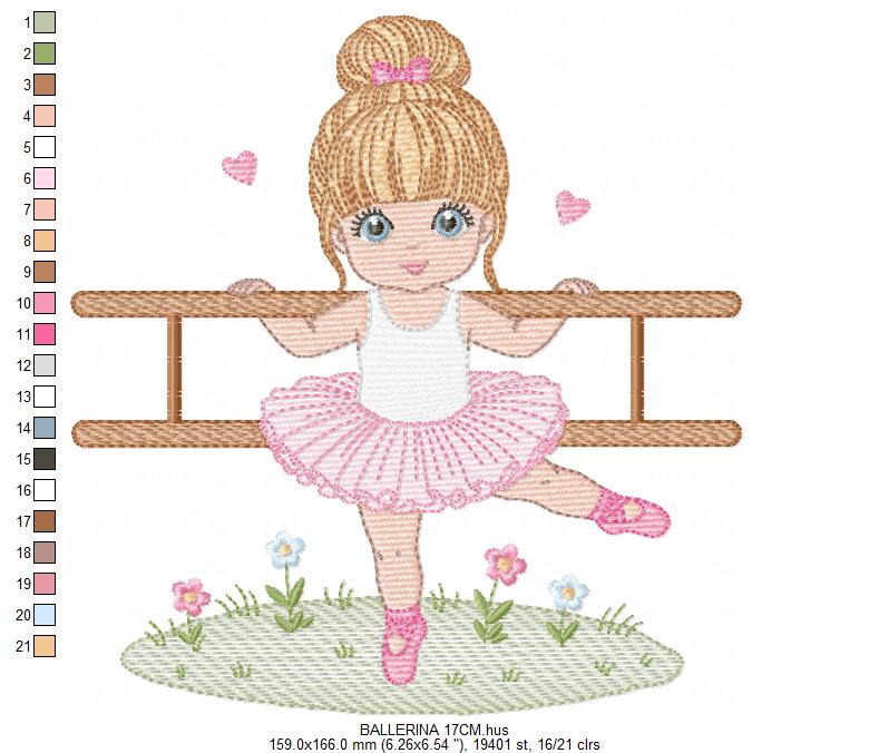 Ballerina embroidery design - Ballet dancer machine embroidery pattern - Baby girl file - Instant download pes jef Marcia Embroidery