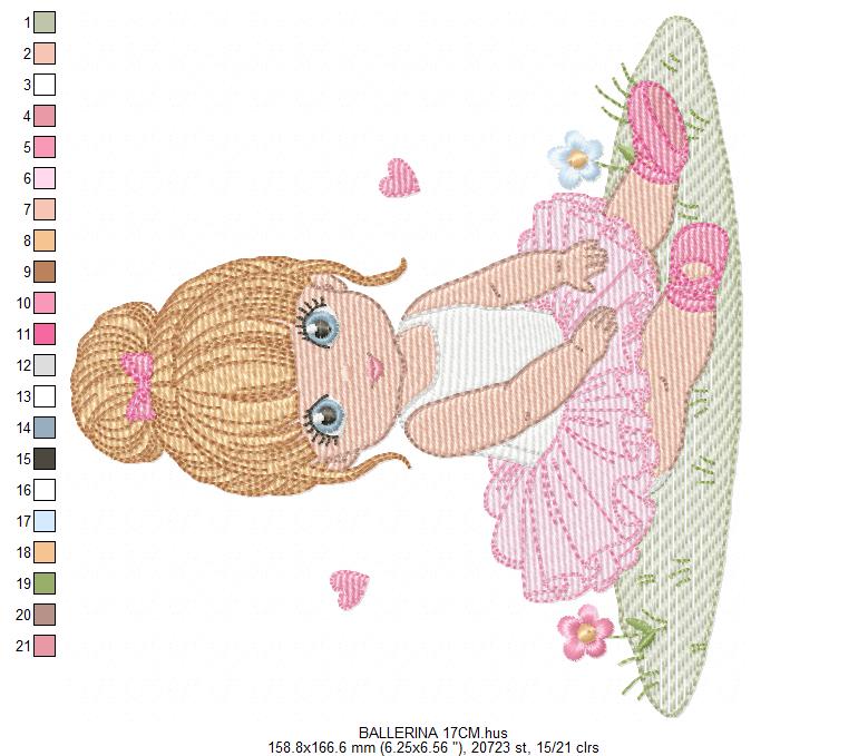 Ballerina embroidery design - Ballet dancer with tutu machine embroidery pattern - Baby girl file - Instant download pes jef dst Marcia Embroidery