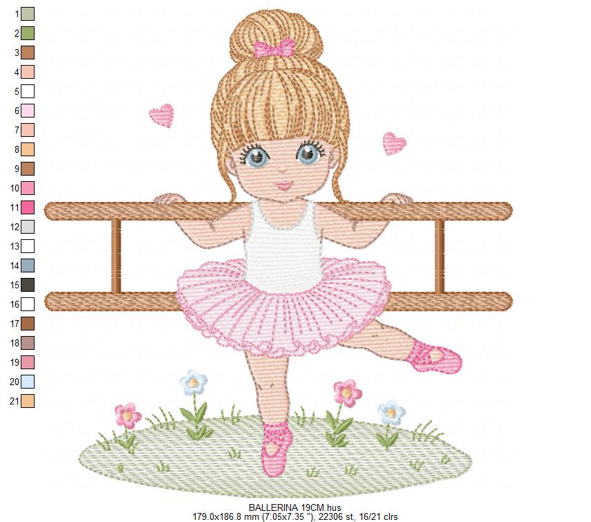 Ballerina embroidery design - Ballet dancer machine embroidery pattern - Baby girl file - Instant download pes jef Marcia Embroidery