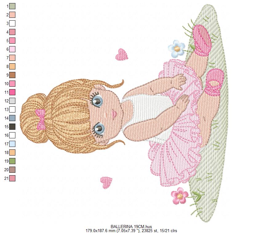 Ballerina embroidery design - Ballet dancer with tutu machine embroidery pattern - Baby girl file - Instant download pes jef dst Marcia Embroidery