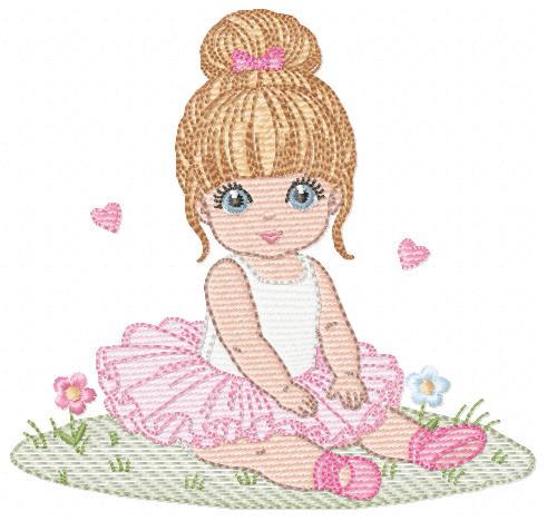 Ballerina embroidery design - Ballet dancer with tutu machine embroidery pattern - Baby girl file - Instant download pes jef dst