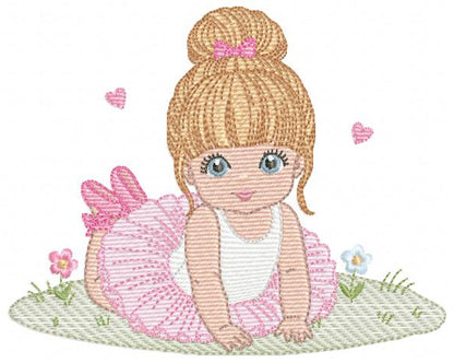 Ballerina embroidery design - Ballet dancer with tutu machine embroidery pattern - Baby girl file - Instant download pes jef dst Marcia Embroidery