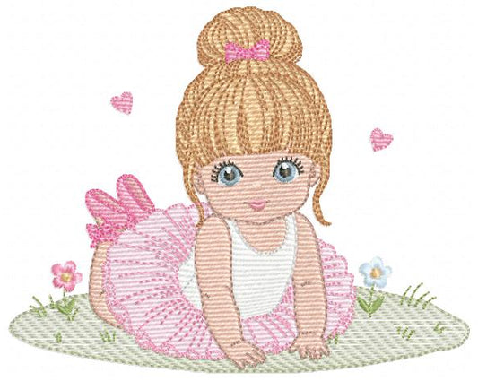 Ballerina embroidery design - Ballet dancer with tutu machine embroidery pattern - Baby girl file - Instant download pes jef dst