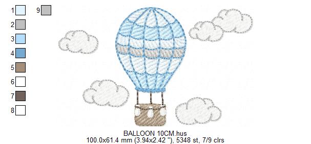 Hot air Balloon embroidery designs - Pink Balloon with birds and hearts machine embroidery pattern - Baby Girl file - instant download pes (Copy) Marcia Embroidery