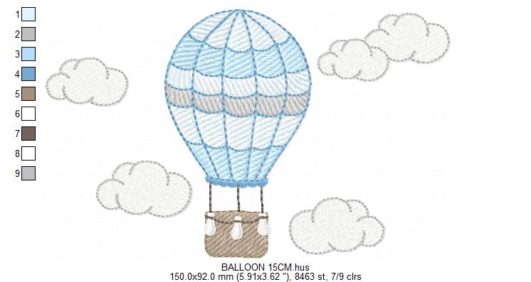 Hot air Balloon embroidery designs - Pink Balloon with birds and hearts machine embroidery pattern - Baby Girl file - instant download pes (Copy) Marcia Embroidery