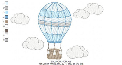 Hot air Balloon embroidery designs - Pink Balloon with birds and hearts machine embroidery pattern - Baby Girl file - instant download pes (Copy) Marcia Embroidery