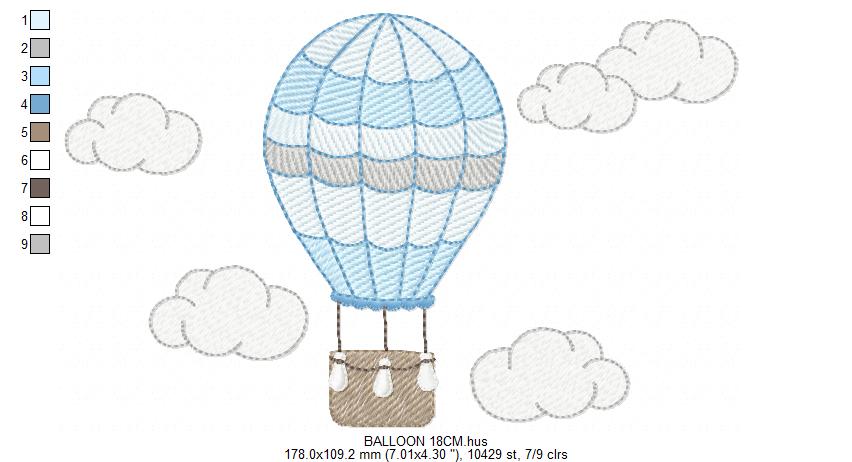 Hot air Balloon embroidery designs - Pink Balloon with birds and hearts machine embroidery pattern - Baby Girl file - instant download pes (Copy) Marcia Embroidery