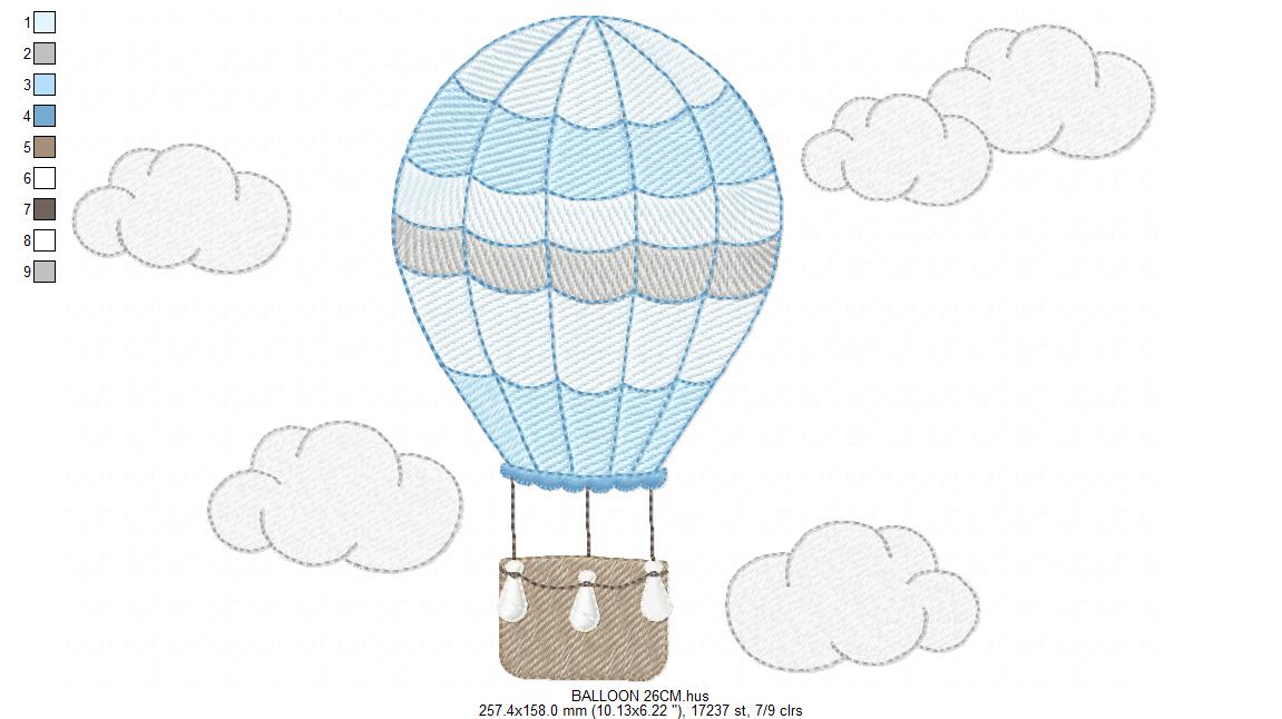 Hot air Balloon embroidery designs - Pink Balloon with birds and hearts machine embroidery pattern - Baby Girl file - instant download pes (Copy) Marcia Embroidery
