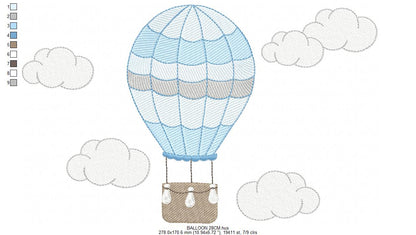 Hot air Balloon embroidery designs - Pink Balloon with birds and hearts machine embroidery pattern - Baby Girl file - instant download pes (Copy) Marcia Embroidery