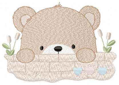 Peekaboo Teddy Bear embroidery designs - Baby boy Bear machine pattern - Baby Boy file (Digital download)
