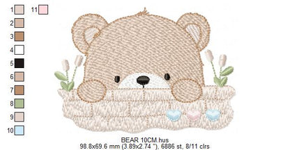 Peekaboo Teddy Bear embroidery designs - Baby boy Bear machine pattern - Baby Boy file (Digital download)