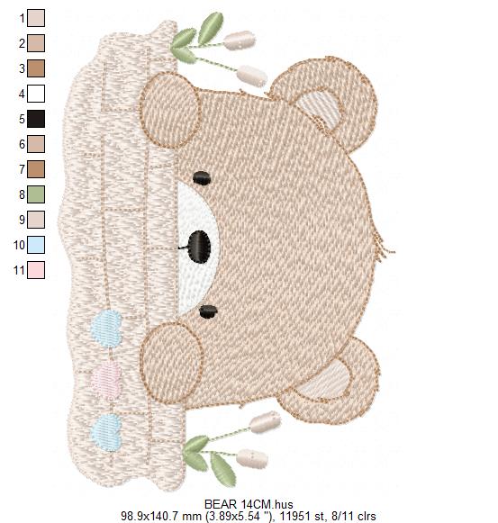 Peekaboo Teddy Bear embroidery designs - Baby boy Bear machine pattern - Baby Boy file (Digital download)