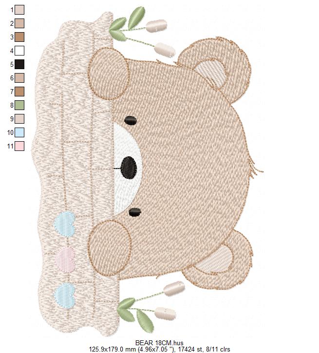 Peekaboo Teddy Bear embroidery designs - Baby boy Bear machine pattern - Baby Boy file (Digital download)