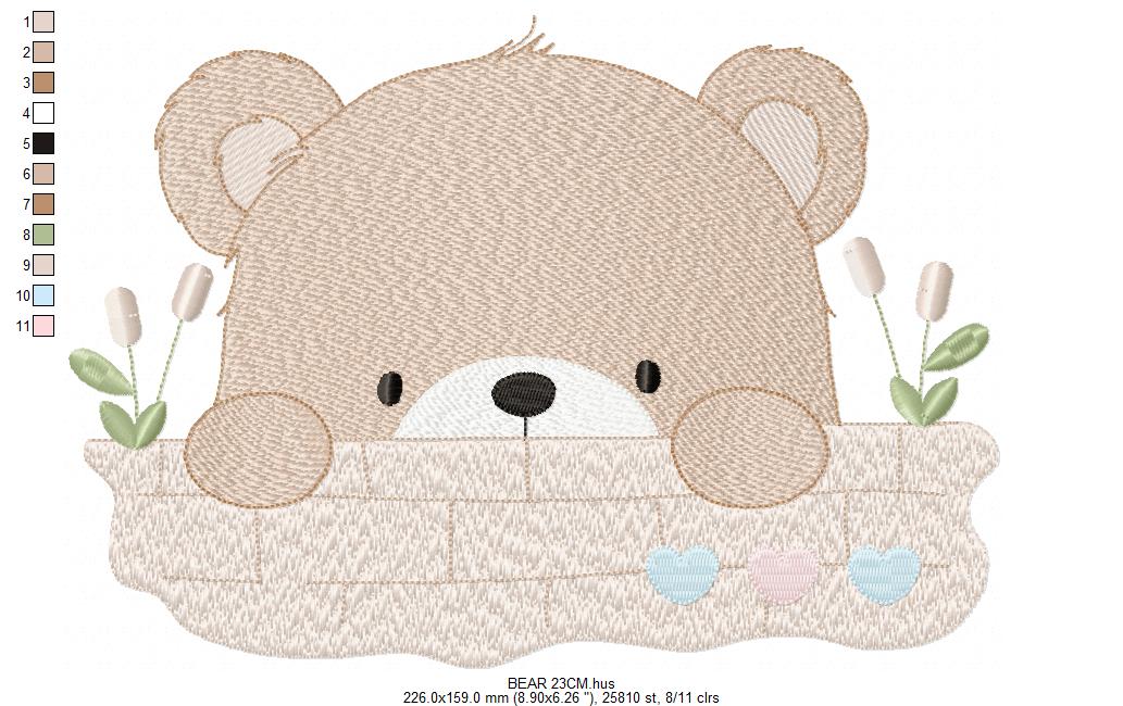 Peekaboo Teddy Bear embroidery designs - Baby boy Bear machine pattern - Baby Boy file (Digital download)