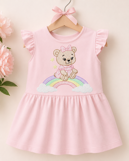 Baby Bear embroidery design - Sister Bear with rainbow machine pattern - Cute Teddy Bear (Digital download)