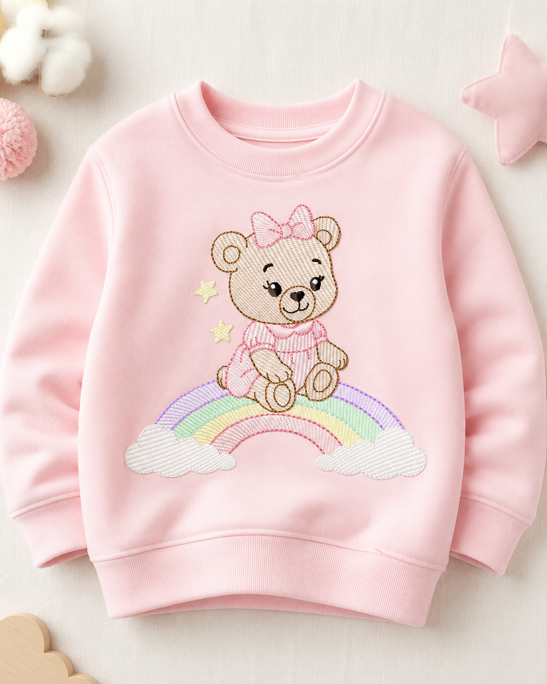 Baby Bear embroidery design - Sister Bear with rainbow machine pattern - Cute Teddy Bear (Digital download)