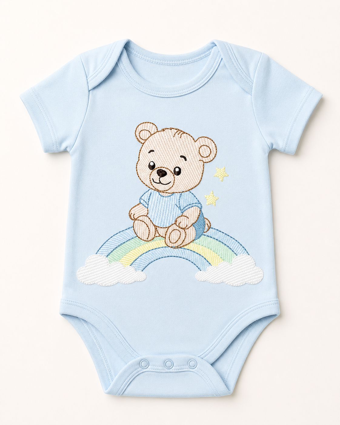 Baby Boy Bear embroidery design - Bear with rainbow machine pattern - Cute Teddy Bear (Digital download)