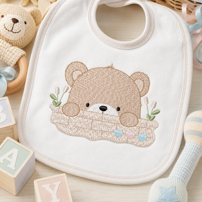 Peekaboo Teddy Bear embroidery designs - Baby boy Bear machine pattern - Baby Boy file (Digital download)