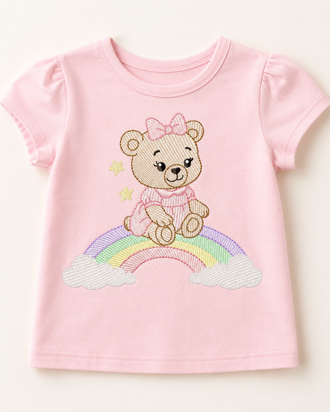 Baby Bear embroidery design - Sister Bear with rainbow machine pattern - Cute Teddy Bear (Digital download)