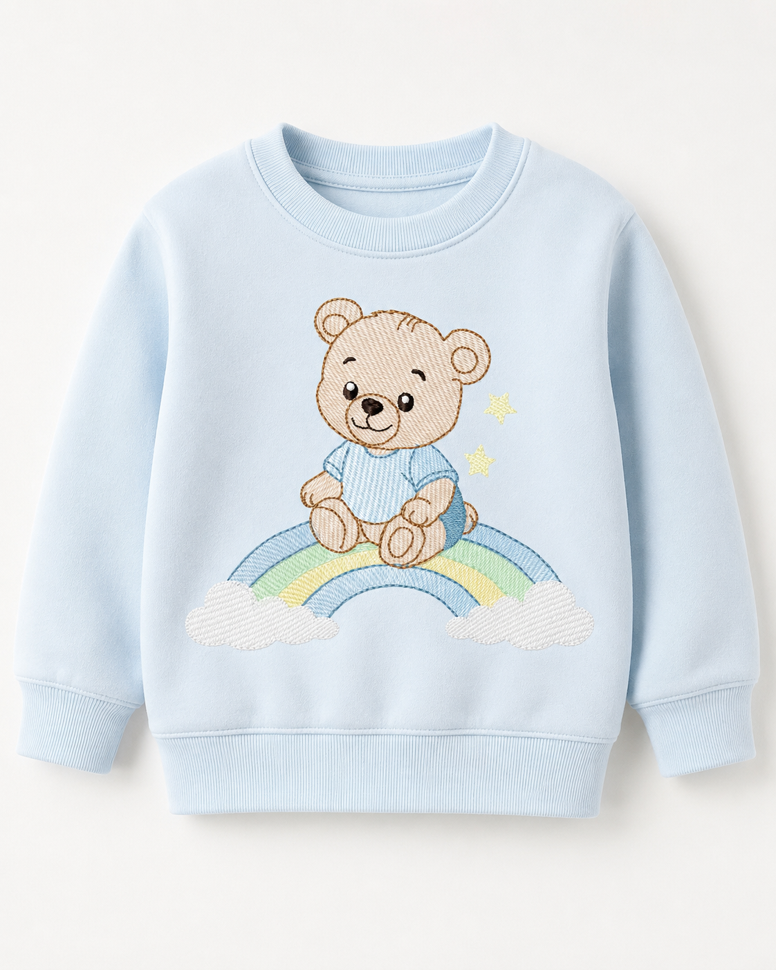 Baby Boy Bear embroidery design - Bear with rainbow machine pattern - Cute Teddy Bear (Digital download)