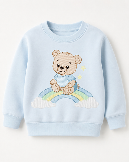Baby Boy Bear embroidery design - Bear with rainbow machine pattern - Cute Teddy Bear (Digital download)