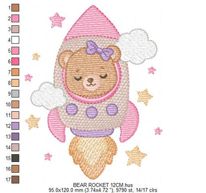 Space Rocket embroidery designs - Rocket with stars machine embroidery pattern - Baby Boy file - Instant digital download pes jef dst (Copy) Marcia Embroidery