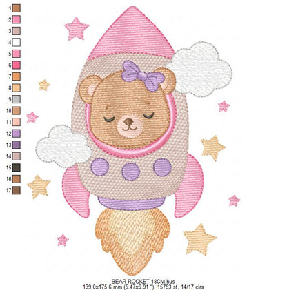 Space Rocket embroidery designs - Rocket with stars machine embroidery pattern - Baby Boy file - Instant digital download pes jef dst (Copy) Marcia Embroidery