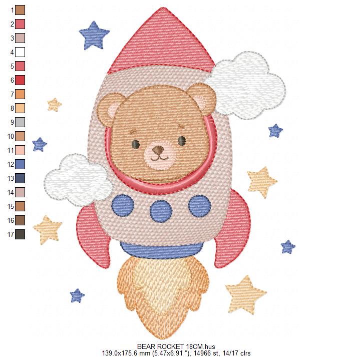 Space Rocket embroidery designs - Rocket with stars machine embroidery pattern - Baby Boy file - Instant digital download pes jef dst (Copy) Marcia Embroidery
