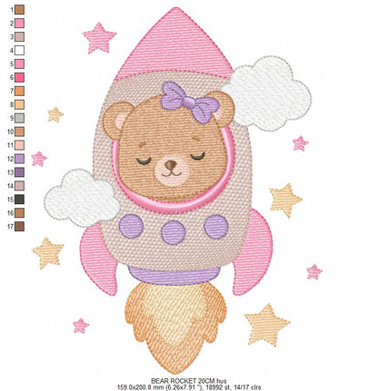 Space Rocket embroidery designs - Rocket with stars machine embroidery pattern - Baby Boy file - Instant digital download pes jef dst (Copy) Marcia Embroidery