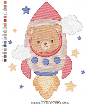 Space Rocket embroidery designs - Rocket with stars machine embroidery pattern - Baby Boy file - Instant digital download pes jef dst (Copy) Marcia Embroidery