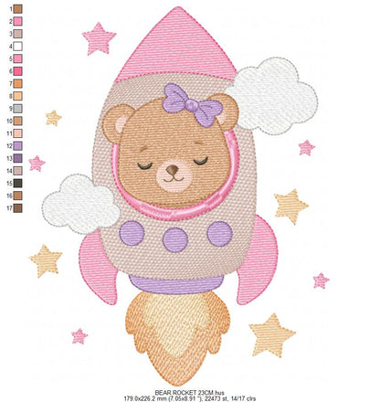 Space Rocket embroidery designs - Rocket with stars machine embroidery pattern - Baby Boy file - Instant digital download pes jef dst (Copy) Marcia Embroidery
