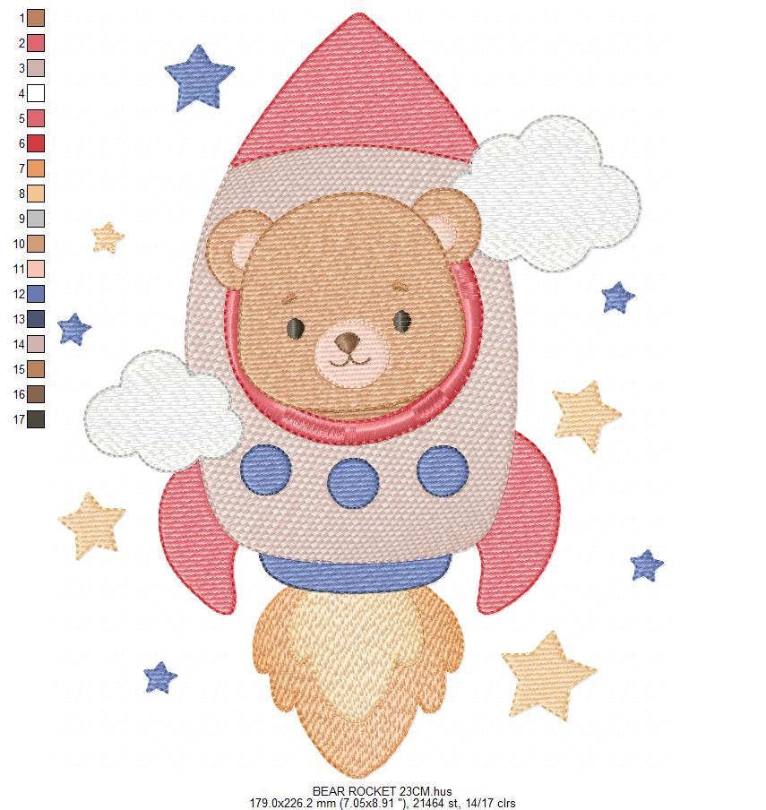 Space Rocket embroidery designs - Rocket with stars machine embroidery pattern - Baby Boy file - Instant digital download pes jef dst (Copy) Marcia Embroidery