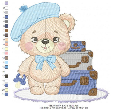 Bear with toys embroidery designs - Bear embroidery design machine embroidery pattern - Baby boy embroidery file - instant download train (Copy) Marcia Embroidery