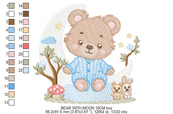 Bear embroidery designs - Moon embroidery design machine embroidery pattern - Baby girl embroidery file - Sleeping bear instant download (Copy) Marcia Embroidery