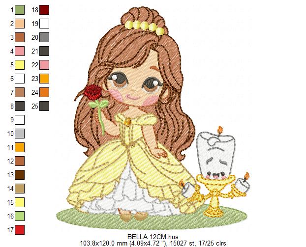 Bella embroidery design - Disney Princess machine embroidery patterns - Baby Girl Princess design - Instant digital download (Copy) (Copy) (Copy) Marcia Embroidery
