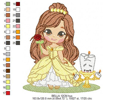 Bella embroidery design - Disney Princess machine embroidery patterns - Baby Girl Princess design - Instant digital download (Copy) (Copy) (Copy) Marcia Embroidery