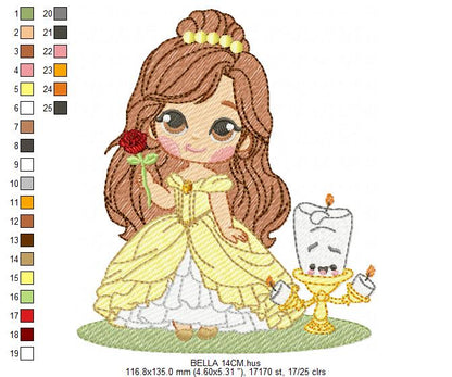 Bella embroidery design - Disney Princess machine embroidery patterns - Baby Girl Princess design - Instant digital download (Copy) (Copy) (Copy) Marcia Embroidery