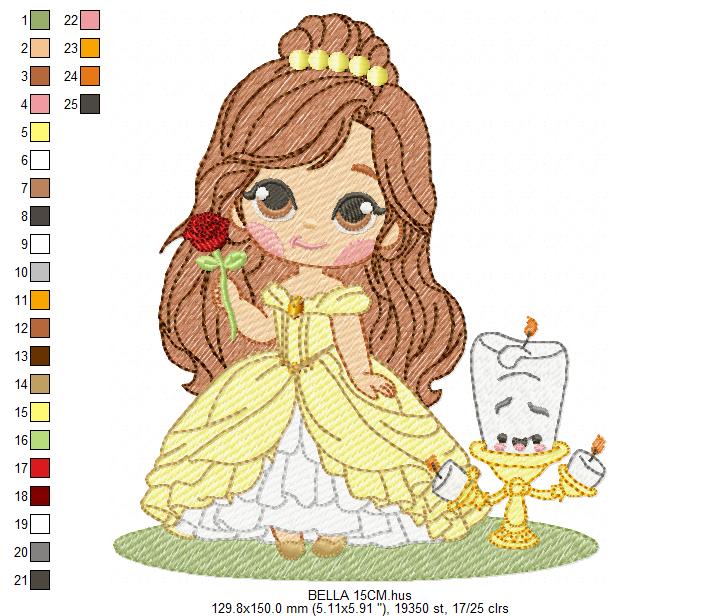 Bella embroidery design - Disney Princess machine embroidery patterns - Baby Girl Princess design - Instant digital download (Copy) (Copy) (Copy) Marcia Embroidery