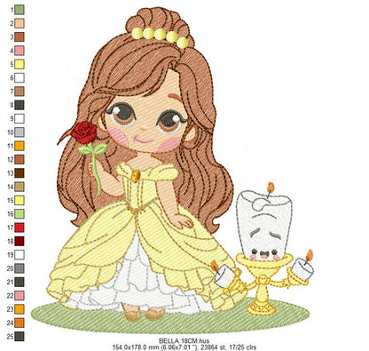 Bella embroidery design - Disney Princess machine embroidery patterns - Baby Girl Princess design - Instant digital download (Copy) (Copy) (Copy) Marcia Embroidery